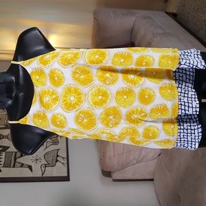 Anthropologie (Porridge) Sliced Lemon print spaghetti strap halter tank blouse